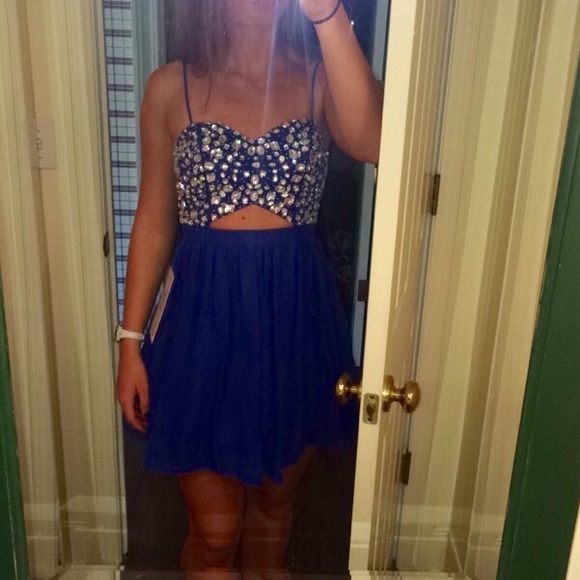 Royal Blue Jem Mini Dress - Picture 4 of 5